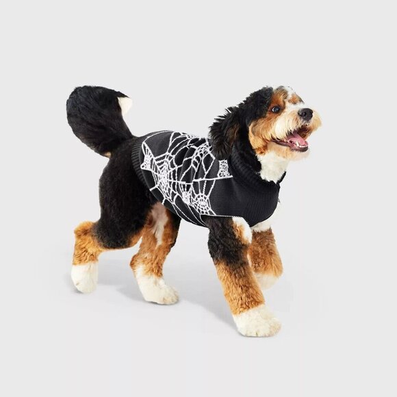 NEW Spiderweb Sweater Dog Pet Halloween Costume Size Large (Up to 80 lbs) Black - Picture 1 of 6